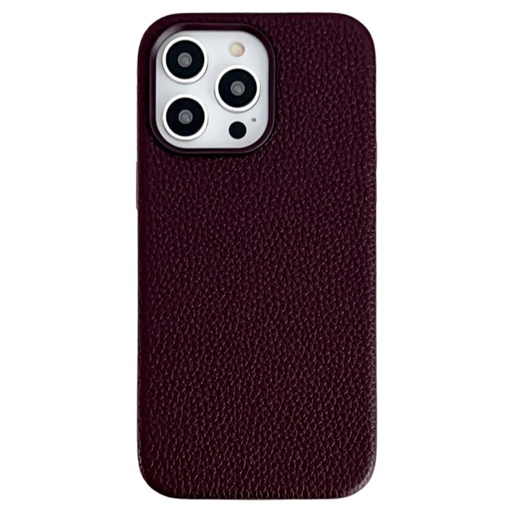 For iPhone 15 Pro Phone Case Litchi Texture PU Leather Coated TPU Phone Cover
