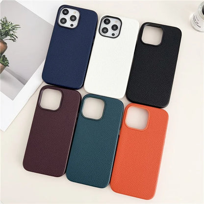 For iPhone 15 Pro Max Phone Case Litchi Texture Anti-scratch Leather+TPU Cover