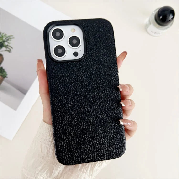 For iPhone 15 Pro Max Phone Case Litchi Texture Anti-scratch Leather+TPU Cover