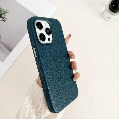 For iPhone 15 Pro Max Phone Case Litchi Texture Anti-scratch Leather+TPU Cover