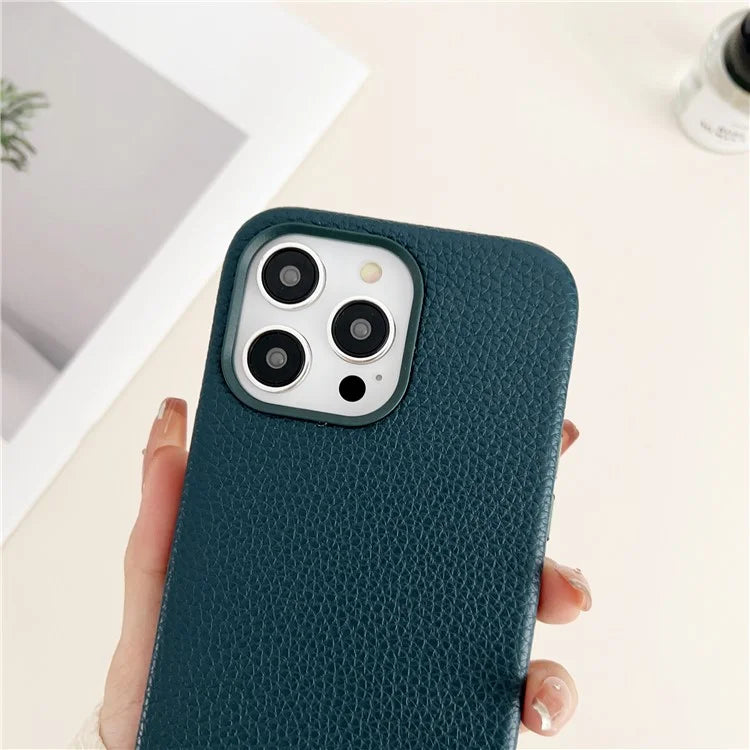For iPhone 15 Pro Max Phone Case Litchi Texture Anti-scratch Leather+TPU Cover
