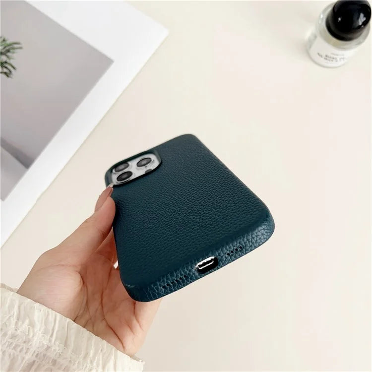 For iPhone 15 Pro Max Phone Case Litchi Texture Anti-scratch Leather+TPU Cover