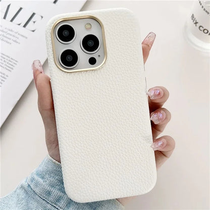 For iPhone 15 Pro Max Case Compatible with MagSafe Leather Coated TPU Phone Cover