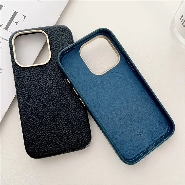 For iPhone 15 Pro Max Case Compatible with MagSafe Leather Coated TPU Phone Cover