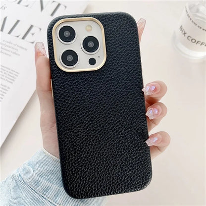 For iPhone 15 Pro Max Case Compatible with MagSafe Leather Coated TPU Phone Cover