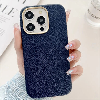 For iPhone 15 Pro Max Case Compatible with MagSafe Leather Coated TPU Phone Cover