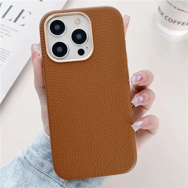 For iPhone 15 Pro Max Case Compatible with MagSafe Leather Coated TPU Phone Cover