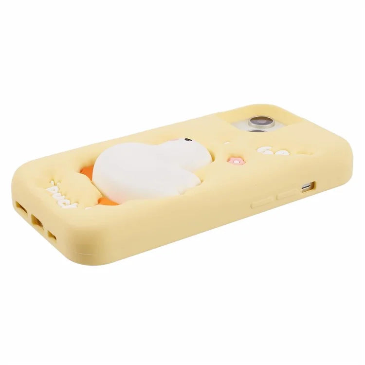 For iPhone 13 Silicone Case 3D Cartoon Duck Pattern Anti-scratch Phone Cover
