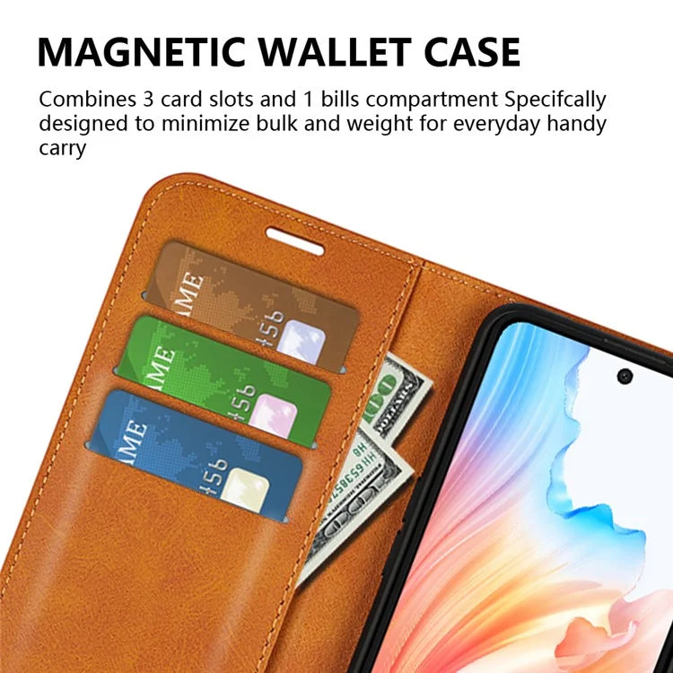 For Oppo A79 5G / A2 5G Case PU Leather Calf Texture Wallet Phone Protector