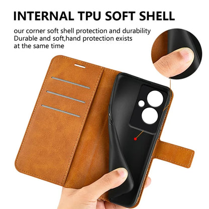 For Oppo A79 5G / A2 5G Case PU Leather Calf Texture Wallet Phone Protector