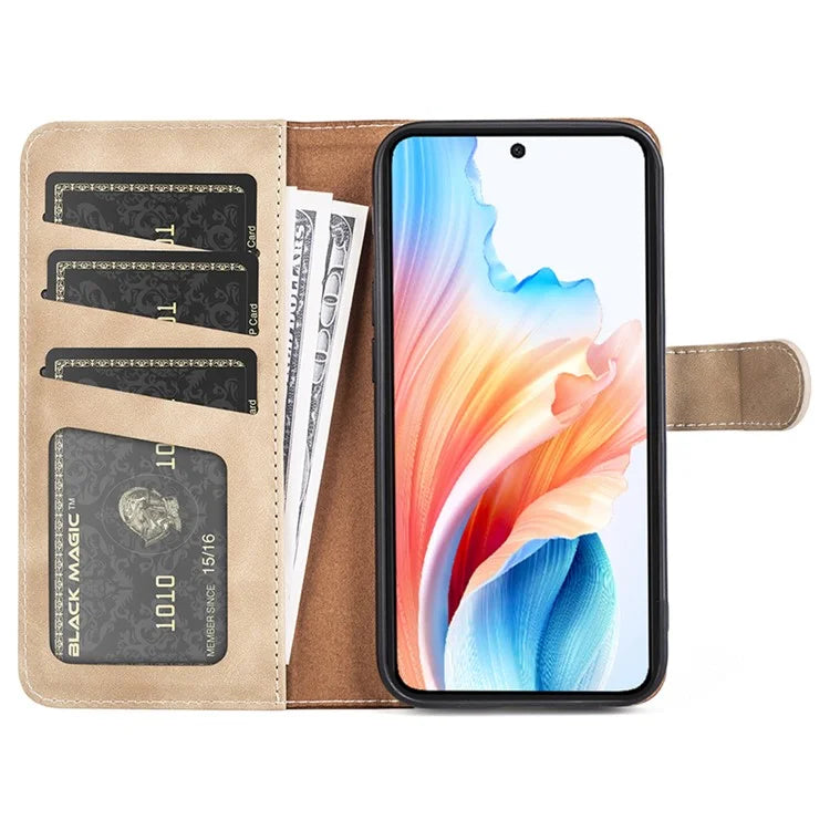 For Oppo A79 5G / A2 5G Case Color Splicing Phone Cover with Wallet Stand