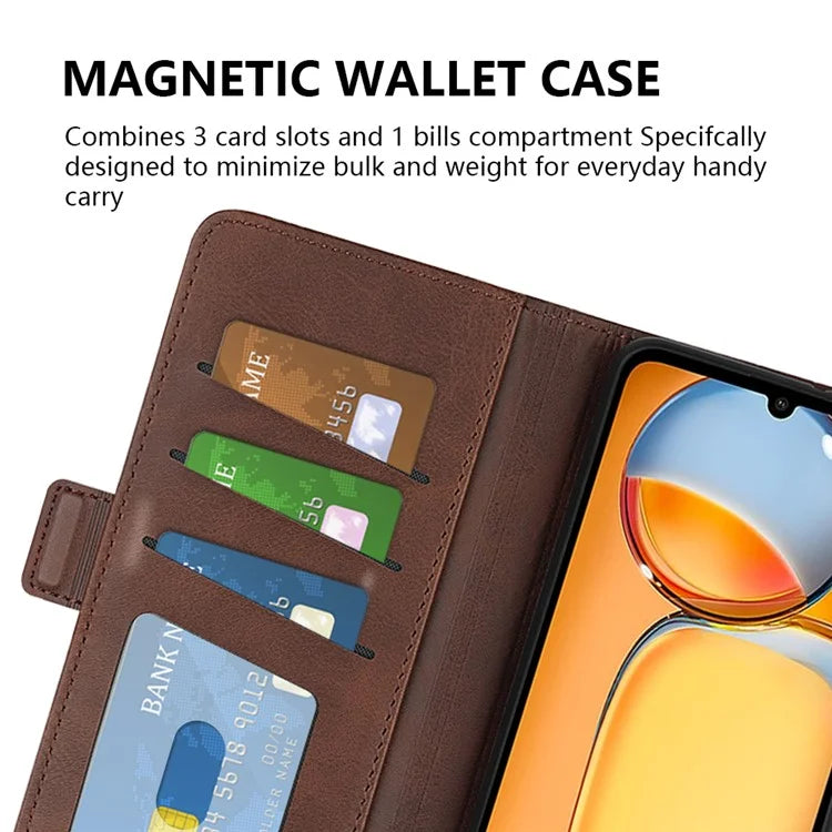 For Xiaomi Redmi 13C 4G / Poco C65 4G Case Magnetic Calf Texture Wallet Stand Phone Cover