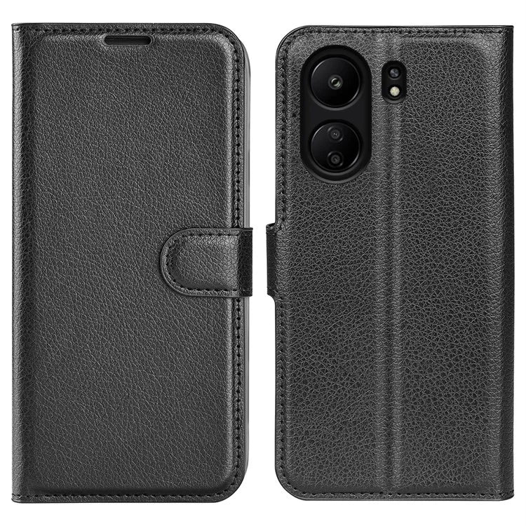 For Xiaomi Redmi 13C 4G / Poco C65 4G Case Litchi Texture Leather Phone Cover with Magnetic Closure