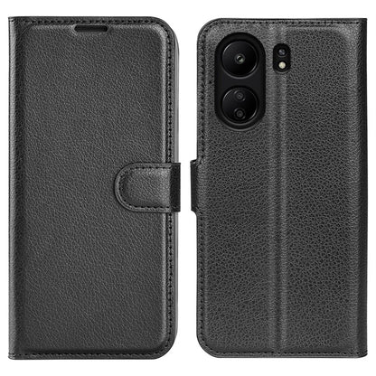 For Xiaomi Redmi 13C 4G / Poco C65 4G Case Litchi Texture Leather Phone Cover with Magnetic Closure