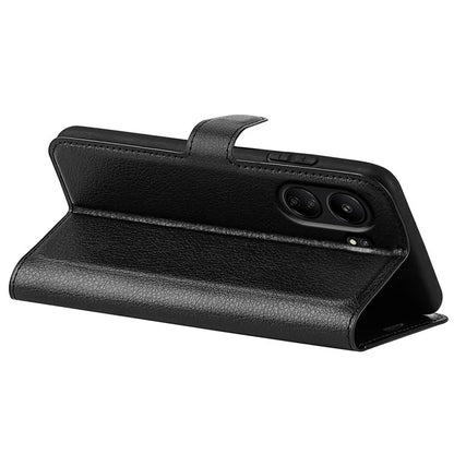 For Xiaomi Redmi 13C 4G / Poco C65 4G Case Litchi Texture Leather Phone Cover with Magnetic Closure