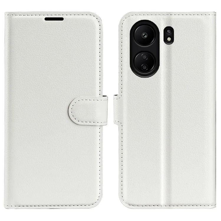 For Xiaomi Redmi 13C 4G / Poco C65 4G Case Litchi Texture Leather Phone Cover with Magnetic Closure