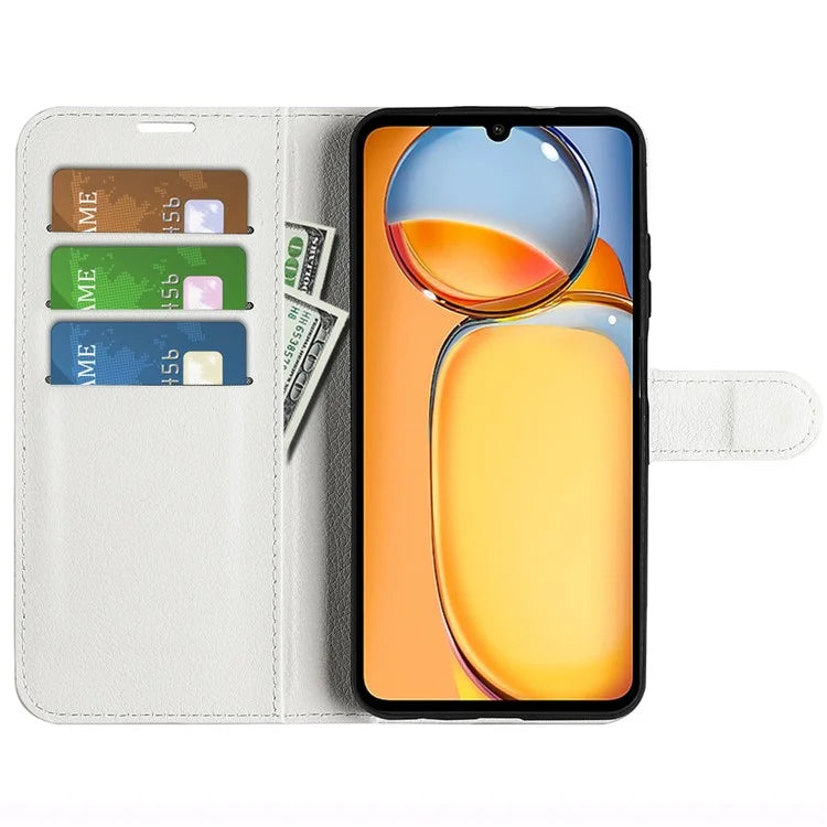 For Xiaomi Redmi 13C 4G / Poco C65 4G Case Litchi Texture Leather Phone Cover with Magnetic Closure