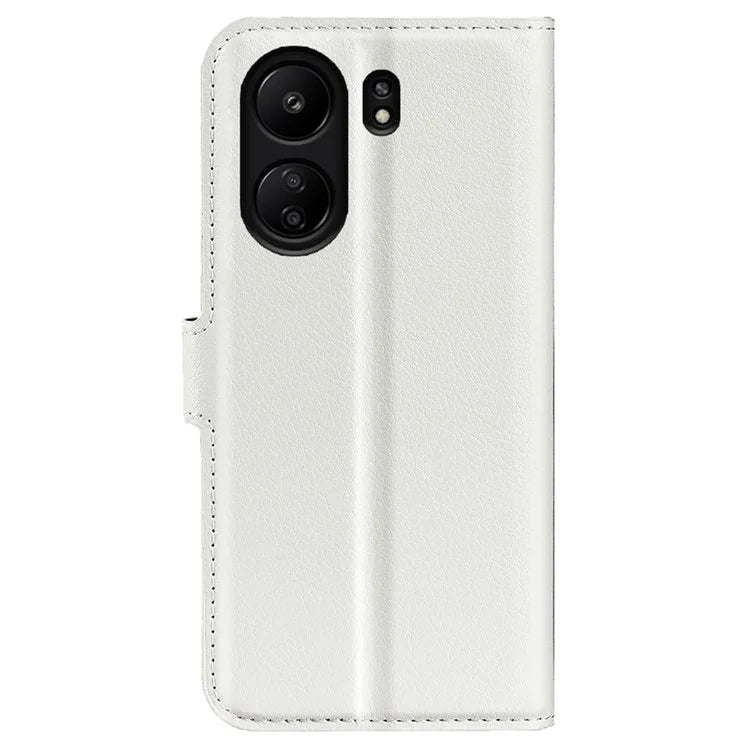 For Xiaomi Redmi 13C 4G / Poco C65 4G Case Litchi Texture Leather Phone Cover with Magnetic Closure