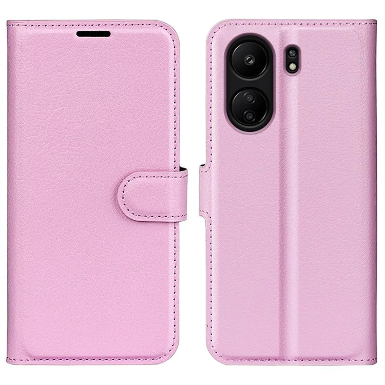 For Xiaomi Redmi 13C 4G / Poco C65 4G Case Litchi Texture Leather Phone Cover with Magnetic Closure