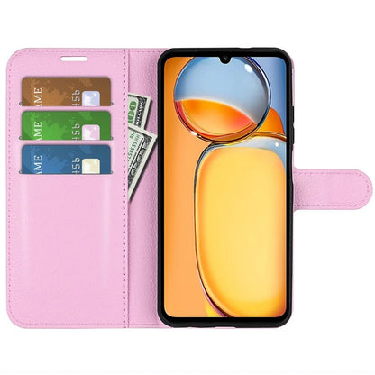 For Xiaomi Redmi 13C 4G / Poco C65 4G Case Litchi Texture Leather Phone Cover with Magnetic Closure