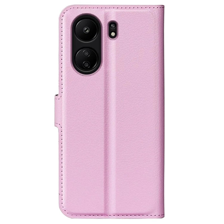 For Xiaomi Redmi 13C 4G / Poco C65 4G Case Litchi Texture Leather Phone Cover with Magnetic Closure