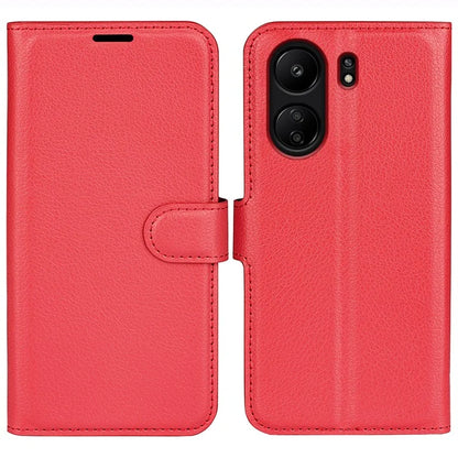 For Xiaomi Redmi 13C 4G / Poco C65 4G Case Litchi Texture Leather Phone Cover with Magnetic Closure