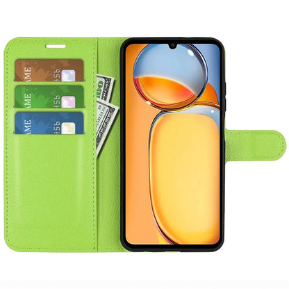 For Xiaomi Redmi 13C 4G / Poco C65 4G Case Litchi Texture Leather Phone Cover with Magnetic Closure