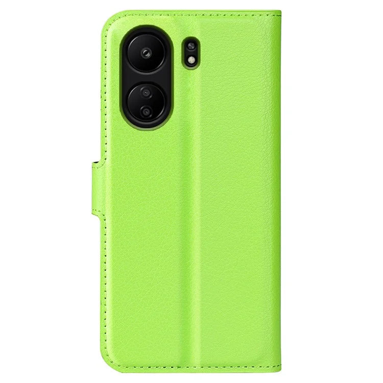 For Xiaomi Redmi 13C 4G / Poco C65 4G Case Litchi Texture Leather Phone Cover with Magnetic Closure