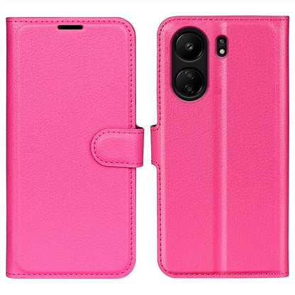 For Xiaomi Redmi 13C 4G / Poco C65 4G Case Litchi Texture Leather Phone Cover with Magnetic Closure