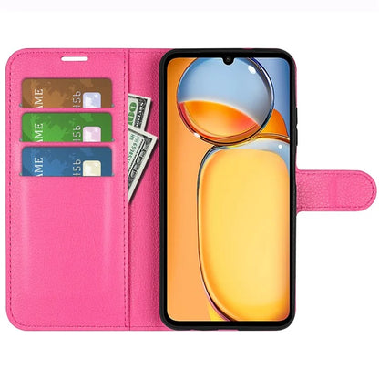 For Xiaomi Redmi 13C 4G / Poco C65 4G Case Litchi Texture Leather Phone Cover with Magnetic Closure