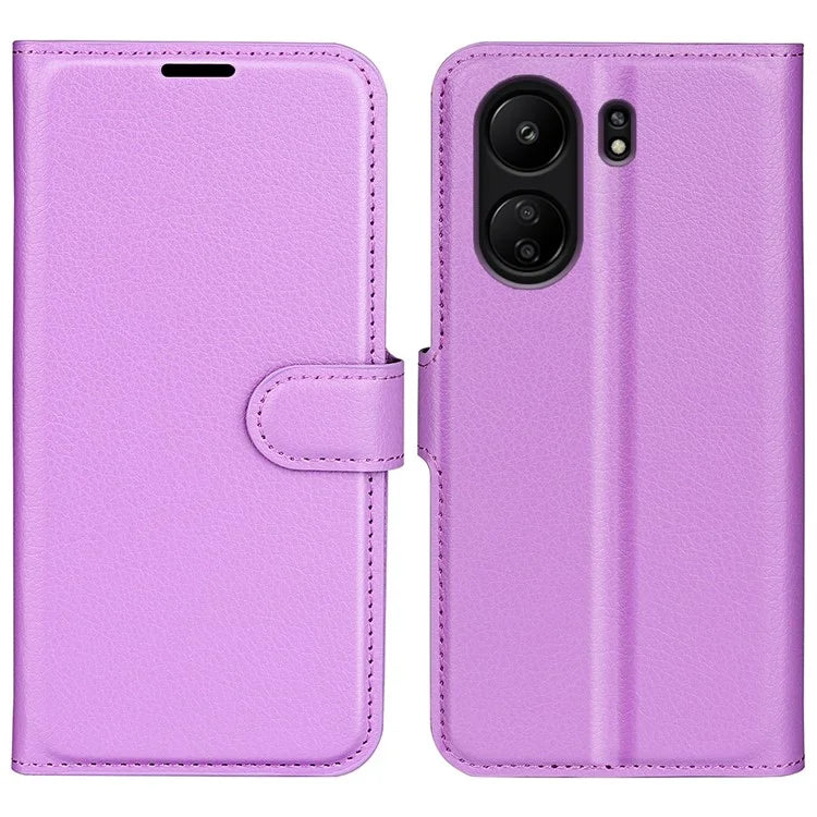 For Xiaomi Redmi 13C 4G / Poco C65 4G Case Litchi Texture Leather Phone Cover with Magnetic Closure