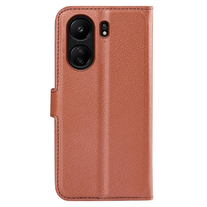 For Xiaomi Redmi 13C 4G / Poco C65 4G Case Litchi Texture Leather Phone Cover with Magnetic Closure
