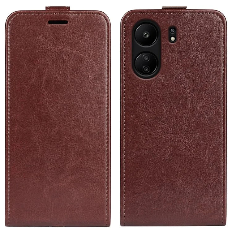 Vertical Flip Case for Xiaomi Redmi 13C 4G / Poco C65 4G Shell Crazy Horse Texture Leather Phone Cover