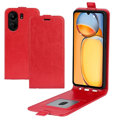 Vertical Flip Case for Xiaomi Redmi 13C 4G / Poco C65 4G Shell Crazy Horse Texture Leather Phone Cover