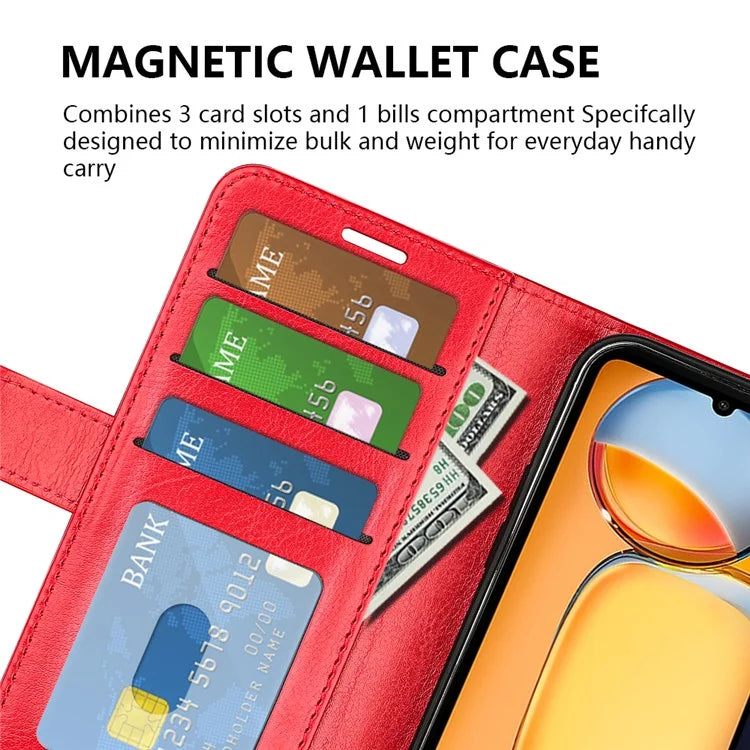 For Xiaomi Redmi 13C 4G / Poco C65 4G Case Crazy Horse Texture Flip Stand Wallet Phone Cover