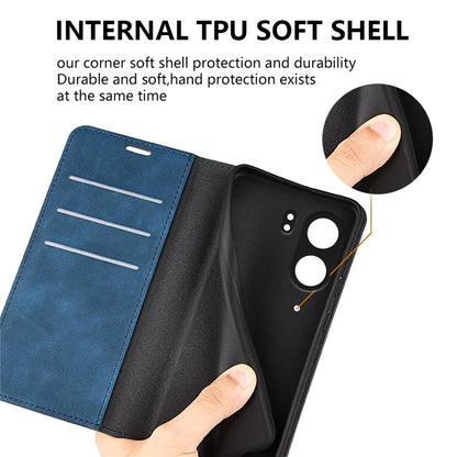 For Xiaomi Redmi 13C 4G / Poco C65 4G Case Leather Magnetic Skin-touch Smart Phone Cover