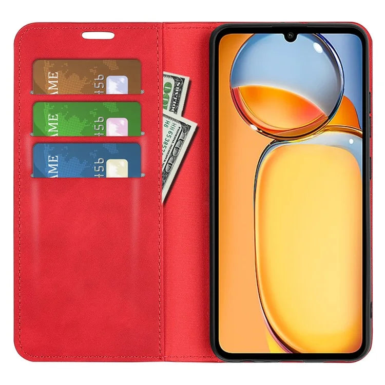 For Xiaomi Redmi 13C 4G / Poco C65 4G Case Leather Magnetic Skin-touch Smart Phone Cover