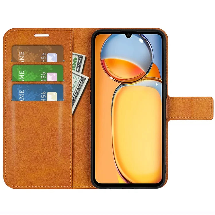 For Xiaomi Redmi 13C 4G / Poco C65 4G Case Calf Texture PU Leather+TPU Smart Phone Guard Cover