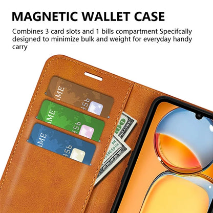 For Xiaomi Redmi 13C 4G / Poco C65 4G Case Calf Texture PU Leather+TPU Smart Phone Guard Cover