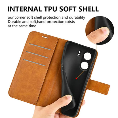 For Xiaomi Redmi 13C 4G / Poco C65 4G Case Calf Texture PU Leather+TPU Smart Phone Guard Cover
