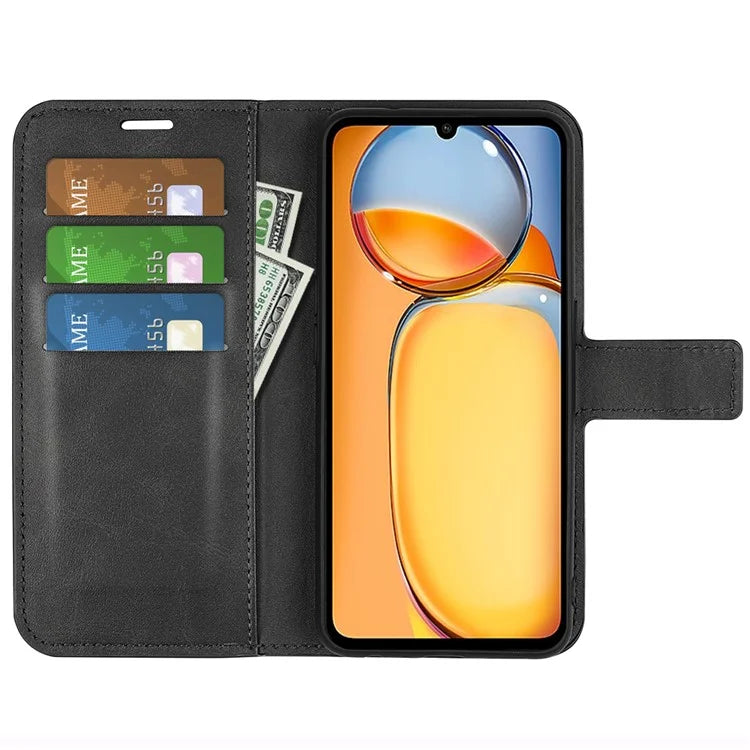For Xiaomi Redmi 13C 4G / Poco C65 4G Case Calf Texture PU Leather+TPU Smart Phone Guard Cover
