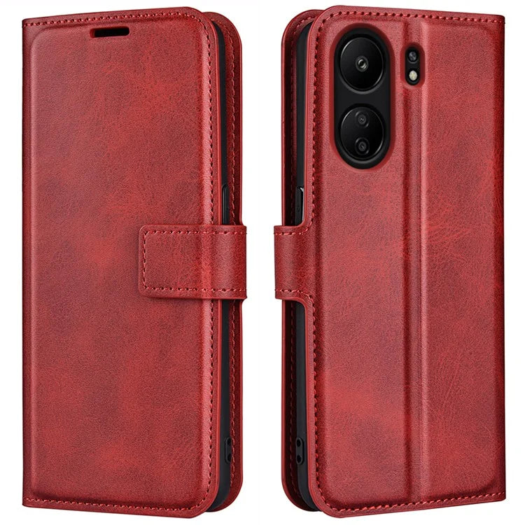 For Xiaomi Redmi 13C 4G / Poco C65 4G Case Calf Texture PU Leather+TPU Smart Phone Guard Cover