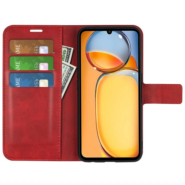 For Xiaomi Redmi 13C 4G / Poco C65 4G Case Calf Texture PU Leather+TPU Smart Phone Guard Cover