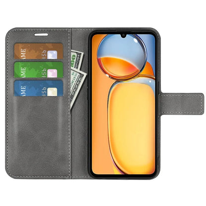 For Xiaomi Redmi 13C 4G / Poco C65 4G Case Calf Texture PU Leather+TPU Smart Phone Guard Cover