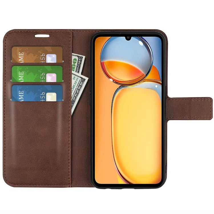 For Xiaomi Redmi 13C 4G / Poco C65 4G Case Calf Texture PU Leather+TPU Smart Phone Guard Cover