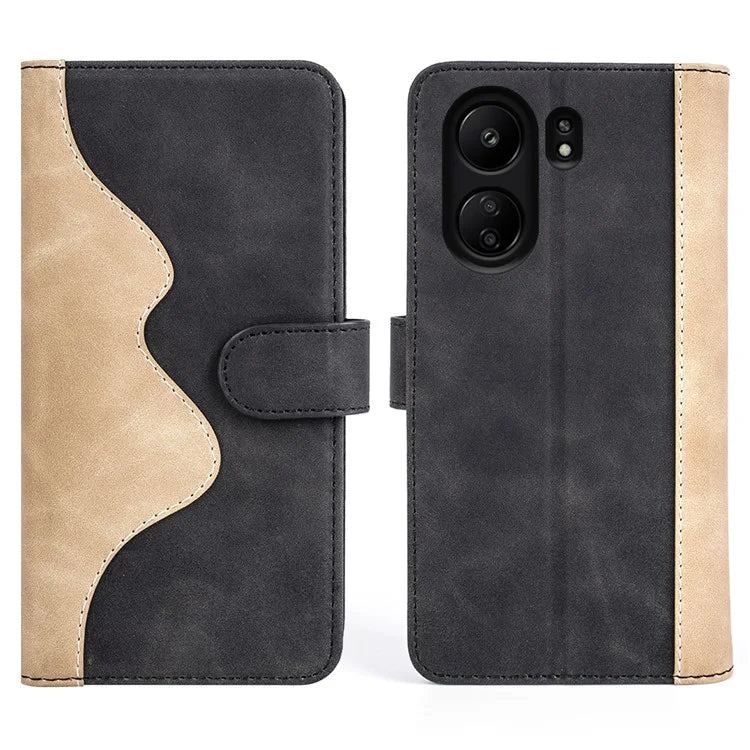 For Xiaomi Redmi 13C 4G / Poco C65 4G Case Color Splicing Wallet Leather Cover