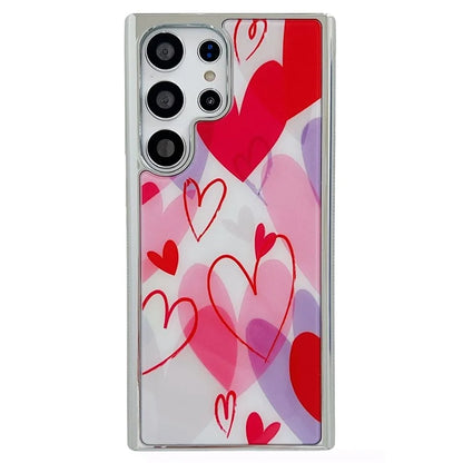 For Samsung Galaxy S23 Ultra Case PC+TPU Electroplating Heart Pattern Phone Cover