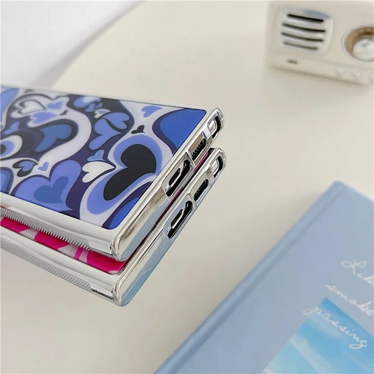 For Samsung Galaxy S23 Ultra Case PC+TPU Electroplating Heart Pattern Phone Cover