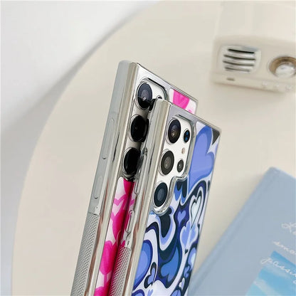 For Samsung Galaxy S23 Ultra Case PC+TPU Electroplating Heart Pattern Phone Cover