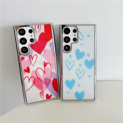 For Samsung Galaxy S23 Ultra Case PC+TPU Electroplating Heart Pattern Phone Cover